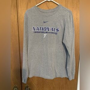 Men’s Nike Gray Tee Shirt “Nationals Fredericksburg Baseball”.  Size small.